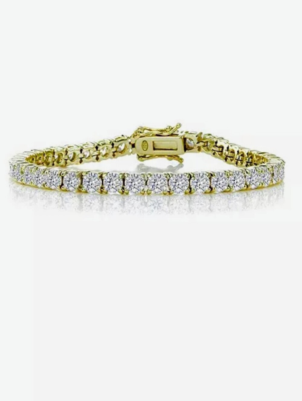 Rachel Glauber Yellow Gold Tennis Bracelet with Prem. CZ1